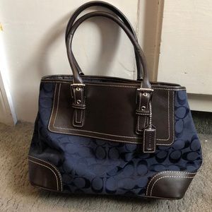 Authentic Navy and Brown Coach Handbag
